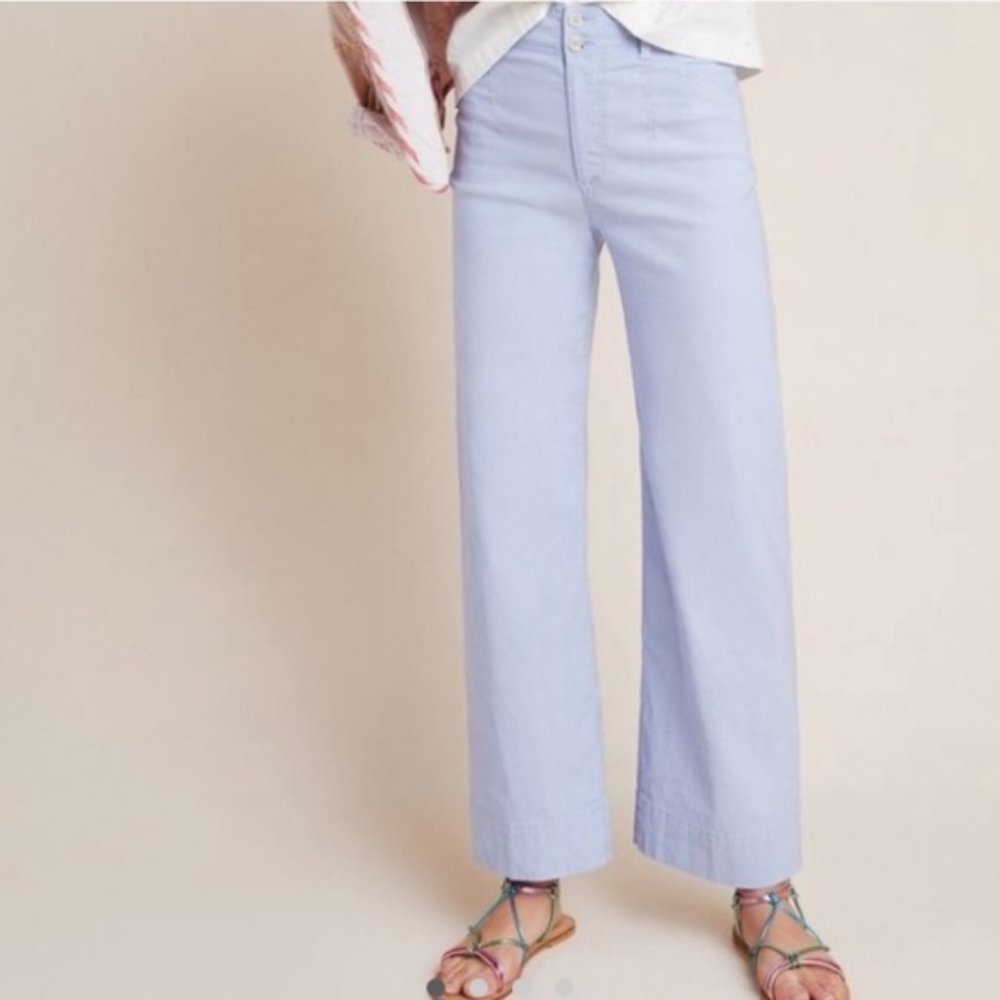 Anthropologie Emma cropped wide-leg pants sky blue